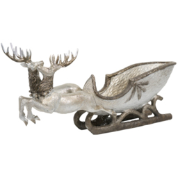 Silver Christmas Reindeer Sleigh