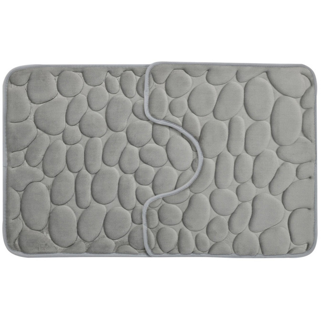 Grey Pebble Bath and Pedestal Mat Set - image 1
