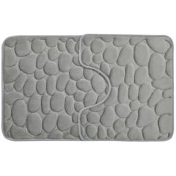 Grey Pebble Bath and Pedestal Mat Set - thumbnail 1