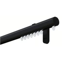 New Edge Blinds 145cm Black Styleline Gliding Curtain Pole Set with End Cap