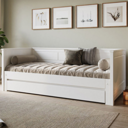 Noomi Erika Single Continental White Extending Guest Bed with Underbed Drawer