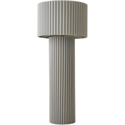 ValueLights Lenny Stone Grey Drum Lamp Shade Ribbed Fabric Midi LED Floor Lamp