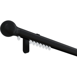 New Edge Blinds 130cm Black Styleline Gliding Curtain Pole Set with Ball End