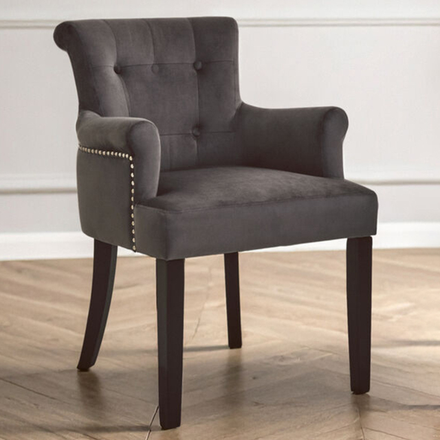 Premier Housewares Doucet Grey Velvet Dining Chair with Ring Back - image 1