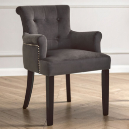 Premier Housewares Doucet Grey Velvet Dining Chair with Ring Back