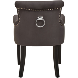 Premier Housewares Doucet Grey Velvet Dining Chair with Ring Back - thumbnail 4