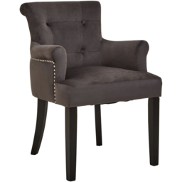 Premier Housewares Doucet Grey Velvet Dining Chair with Ring Back - thumbnail 2