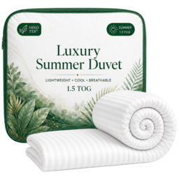 Opulent Home White Double Striped Summer Hollowfibre Duvet 1.5 Tog
