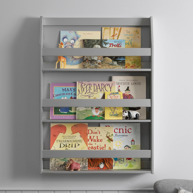 Noa and Nani Hakan Silk Grey 3 Shelf Wall Mounted Bookcase