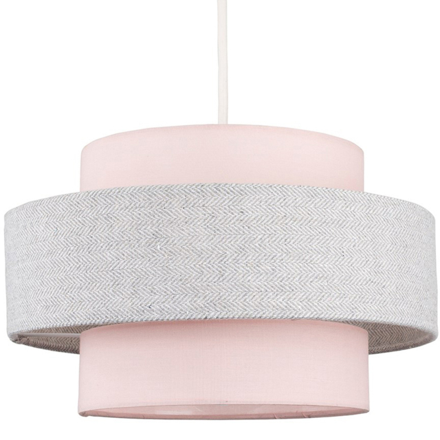ValueLights Weaver Herringbone Pink and Grey Ceiling Lamp Shade - image 1