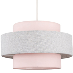 ValueLights Weaver Herringbone Pink and Grey Ceiling Lamp Shade - thumbnail 1