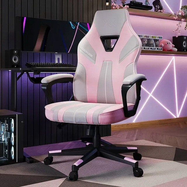 X Rocker Tempest Grey and Pink Office Gaming Chair - image 1