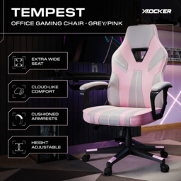 X Rocker Tempest Grey and Pink Office Gaming Chair - thumbnail 3