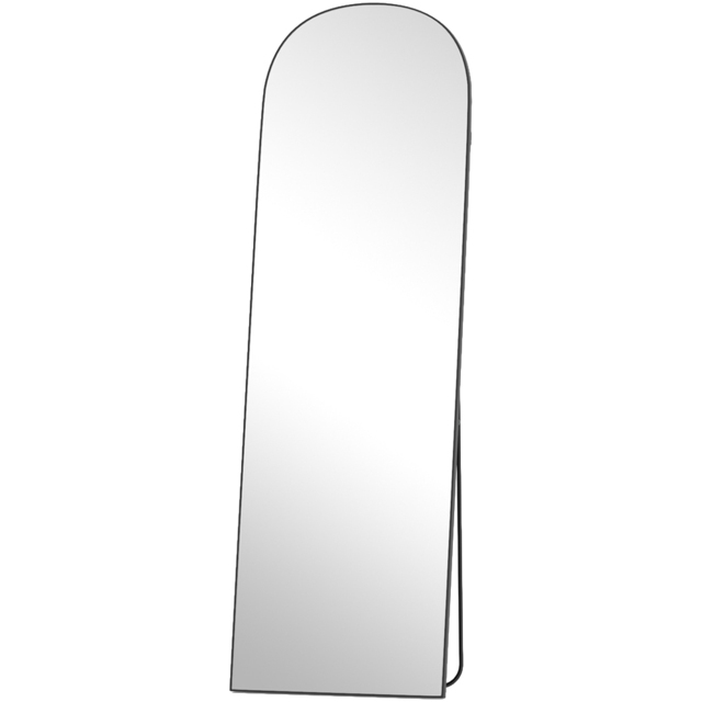 Rattrix Black Aluminium Alloy Frame Arched Full Length Mirror with Stand 162 x 52cm