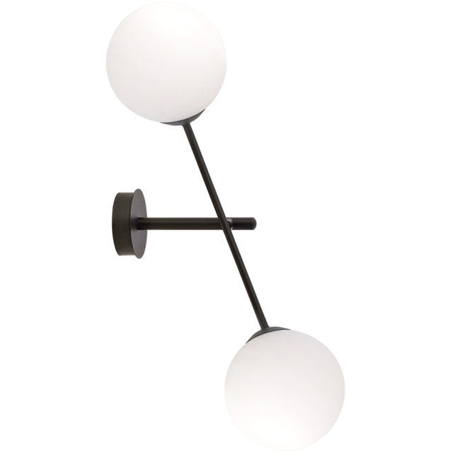 Emibig Linear White Shade Black 2 Light E14 LED Wall Lamp - image 1