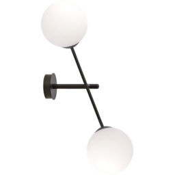 Emibig Linear White Shade Black 2 Light E14 LED Wall Lamp - thumbnail 1