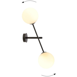 Emibig Linear White Shade Black 2 Light E14 LED Wall Lamp - thumbnail 4