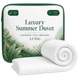 Opulent Home White Super King Size Striped Summer Hollowfibre Duvet 1.5 Tog
