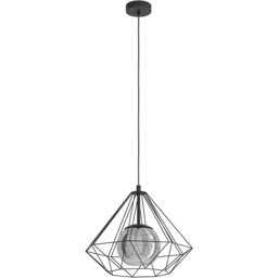 EGLO Vernham Smoked Glass Black Pendant Light