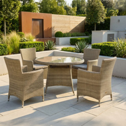 Royalcraft Wentworth Rattan 4 Seater Round Carver Dining Set - thumbnail 1