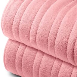 PureMate Pink Fleece Electric Heated Throw with 9 Heat Settings 120W - thumbnail 2