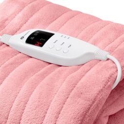 PureMate Pink Fleece Electric Heated Throw with 9 Heat Settings 120W - thumbnail 3