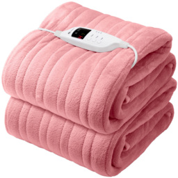 PureMate Pink Fleece Electric Heated Throw with 9 Heat Settings 120W - thumbnail 1