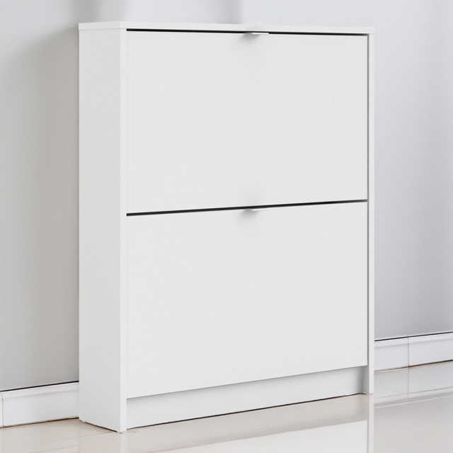 Florence Shoes 2 Flip Door Single Layer White Shoe Storage Cabinet - image 1