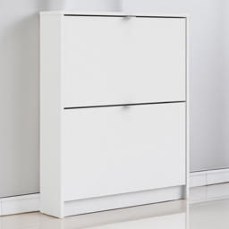 Florence Shoes 2 Flip Door Single Layer White Shoe Storage Cabinet