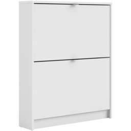 Florence Shoes 2 Flip Door Single Layer White Shoe Storage Cabinet - thumbnail 2