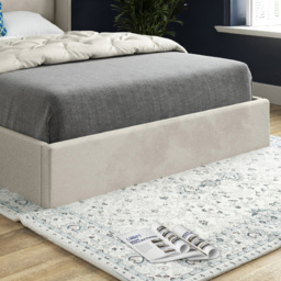 Nuno Silver Double Velvet Upholstered Bed Frame with Straight Winged Headboard - thumbnail 4