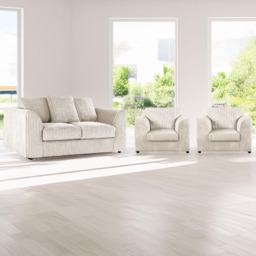 Luxor 4 Seater Cream Jumbo Cord Sofa Set with Scatter Back