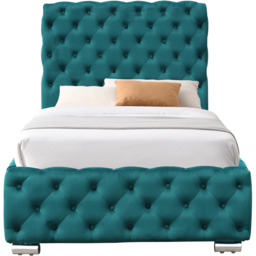 Comfy Living Single Green Tufted Fabric Bed Frame - thumbnail 2