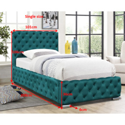 Comfy Living Single Green Tufted Fabric Bed Frame - thumbnail 3