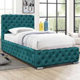 Comfy Living Single Green Tufted Fabric Bed Frame