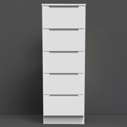 Crowndale Milan 5 Drawer Gloss White Chest of Drawers Ready Assembled
