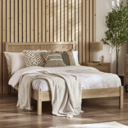 Julian Bowen Padstow Rattan King Size Oak Bed Frame