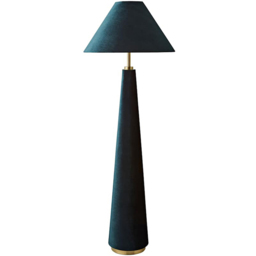 ValueLights Martha Conical Teal Velvet Midi Floor Lamp and Bulb
