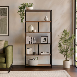 GFW Crue Walnut 5 Shelf Shelving Unit - thumbnail 3