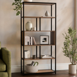 GFW Crue Walnut 5 Shelf Shelving Unit