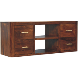 Artisan Furniture Luca Dark Brown 4 Drawer 2 Shelf Solid Wood Media Unit - thumbnail 3