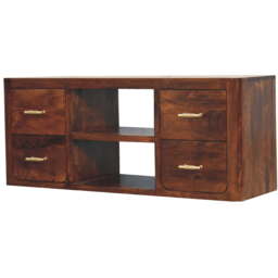 Artisan Furniture Luca Dark Brown 4 Drawer 2 Shelf Solid Wood Media Unit - thumbnail 4