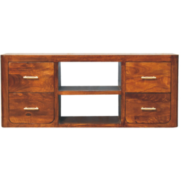Artisan Furniture Luca Dark Brown 4 Drawer 2 Shelf Solid Wood Media Unit - thumbnail 2