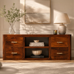 Artisan Furniture Luca Dark Brown 4 Drawer 2 Shelf Solid Wood Media Unit