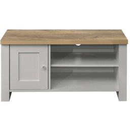 Highgate Single Door 2 Shelf Grey Oak Small TV Unit - thumbnail 3