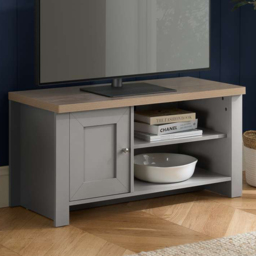 Highgate Single Door 2 Shelf Grey Oak Small TV Unit