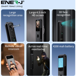 ENER-J 7-in-1 Aluminium Alloy Black Smart Door Lock - thumbnail 3