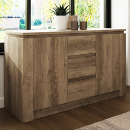 GFW Canyon Oak Grey 2 Door 3 Drawer Sideboard