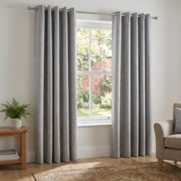 My Home Taylor Silver Blackout Eyelet Curtain 168 x 137cm - thumbnail 2