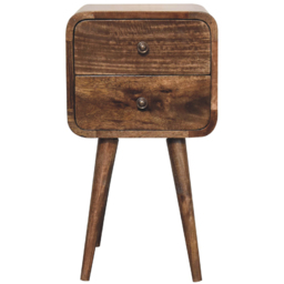 Artisan Furniture Grey Wash 2 Drawer Solid Wood Curved Mini Bedside Table - thumbnail 2